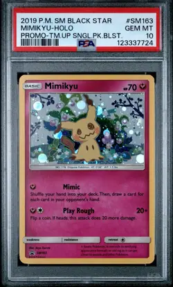 PSA 10 Mimikyu Holo Promo #SM163 2019 Pokemon Black Star Team Up TCG - Image 1
