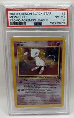 Pokemon Mew Black Star Promo Holo 09/53 PSA 8 Pokemon League 2000 - Image 1