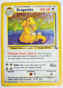 Dragonite 4/62 Fossil Unlimited Holo Rare Pokemon Card - MP - Image 1