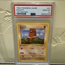 1999 Pokemon Diglett #47/102 1st Edition Base Set PSA 10 GEM MINT - Image 1