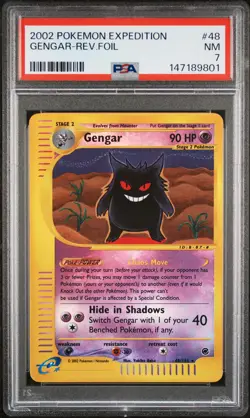 2002 POKEMON EXPEDITION #48 GENGAR-REVERSE FOIL PSA 7 - Image 1