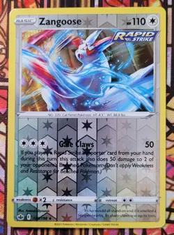 Zangoose 120/198 Reverse Holo Rare Chilling Reign Pokemon Card Mint - Image 1