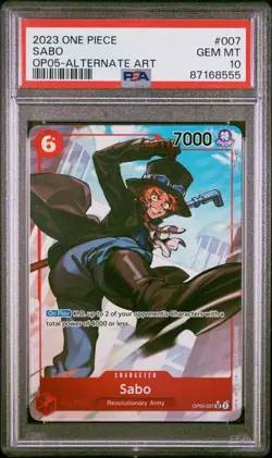 2023 ONE PIECE OP05-AWAKENING OF THE NEW ERA ALTERNATE ART #007 SABO PSA 10 - Image 1