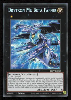 DRYTRON MU BETA FAFNIR YUGIOH CARD ENGLISH HOLO SECRET RARE 1st ED NM - Image 1
