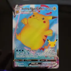 Pokemon Surfing Pikachu VMAX 009/025 Celebrations Ultra Rare Holo VMAX TCG Card - Image 1