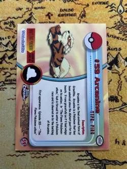 Pokemon 2000 Topps Chrome Pokemon Series 1 #59 Arcanine Pokemon T.V. NM - Image 2