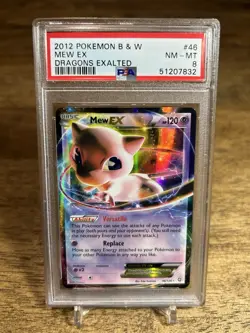 2012 Mew EX #46/124 Black & White Dragons Exalted Pokemon Card - PSA 8 NM - Image 1
