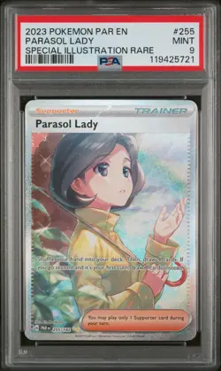 PARASOL LADY #255 SPECIAL ILLUSTRATION RARE 2023 POKEMON PAR PARADOX RIFT PSA 9 - Image 1