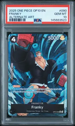 One Piece English OP10 FRANKY Alternate Art PSA 10 #090 - Image 1
