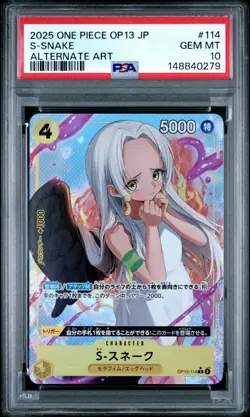 One Piece Japanese OP13 S-SNAKE Alternate Art PSA 10 #114 - Image 1