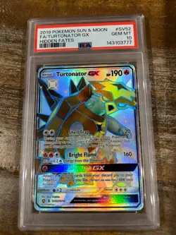 POKEMON 2019 Sun Moon Hidden Fates Full Art TURTONATOR GX #SV52 PSA 10 Gem Mint - Image 1