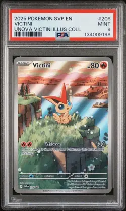 2025 POKEMON SVP EN-SV BLACK STAR PROMO #208 VICTINI UNOVA VICTINI ILLUS PSA 9 - Image 1