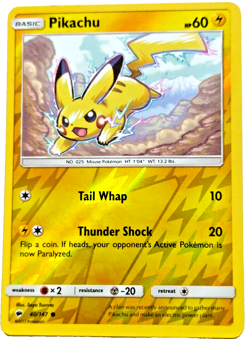Pikachu 40/147 Burning Shadows Reverse Holo Common Pokemon TCG NM - Image 1