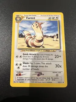 Furret 35/111 Neo Genesis Unlimited 2000 Pokemon Card Uncommon NM - Image 1