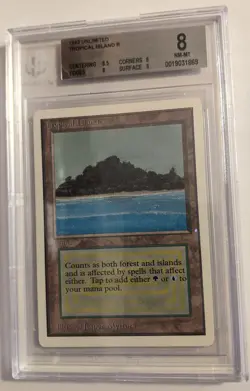 MTG English Magic Card TROPICAL ISLAND BGS 8 from UNLIMITED Dual Land Reserved - Image 1