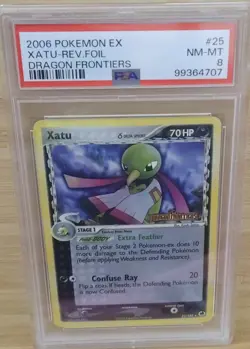 2006 POKEMON EX XATU-REVERSE HOLO DRAGON FRONTIERS PSA 8 - Image 1