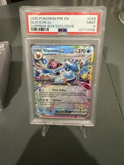 2025 POKEMON PRE EN-PRISMATIC EVOLUTIONS SURPRISE BOX EX. #26- GLACEON EX- PSA 9 - Image 1
