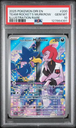 2025 POKEMON DRI EN-DESTINED RIVALS #200 TEAM ROCKET'S MURKROW PSA 10 - Image 1
