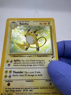 Raichu 16/130 Pokemon Base Set 2 Holo Rare Card - LP - Image 3