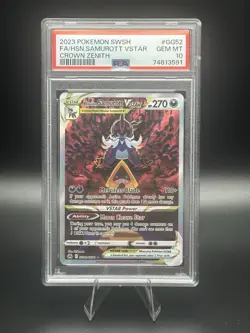 2023 Pokemon Crown Zenith # GG52 Full Art Hisuian Samurott VSTAR PSA 10 GEM MINT - Image 1
