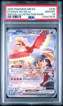 PSA 10 2025 POKEMON DRI EN-DESTINED RIVALS #230 ETHAN'S HO-OH EX - Image 1