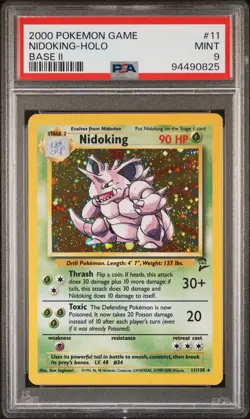 PSA 9 2000 NIDOKING HOLO 11/130 POKEMON BASE SET 2 - Image 1