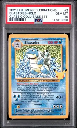 Pokemon Blastoise 2/102 Celebrations Classic Collection Holo PSA 10 - Image 1