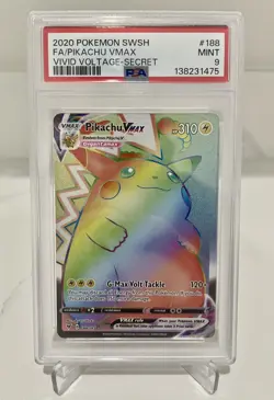 Pokemon Pikachu VMAX Rainbow 2020 Vivid Voltage 188/185 PSA 9 - Image 1
