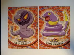 1999 Topps Pokemon Arbok #24 & Ekans #23TV Animation Edition Blue Logo Free Ship - Image 1