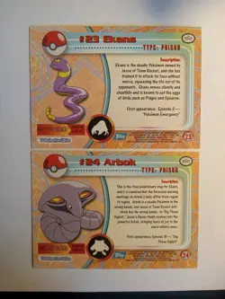 1999 Topps Pokemon Arbok #24 & Ekans #23TV Animation Edition Blue Logo Free Ship - Image 2