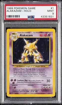 1999 POKEMON BASE SET UNLIMITED #1 ALAKAZAM-HOLO PSA 9 - Image 1