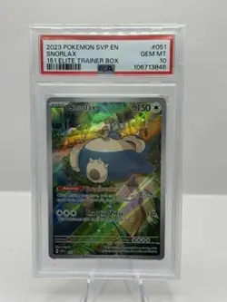 2023 Pokemon SVP EN Black Star Promo #051 Snorlax 151 Elite Trainer Box PSA 10 - Image 1