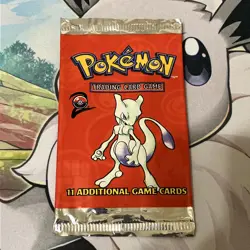 Base Set 2 Empty Booster Pack Wrapper Mewtwo Rare Vintage Pokemon Wrapper NICE - Image 1