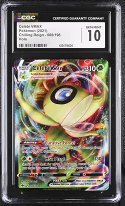 2021 Pokemon SWSH Chilling Reign Celebi VMAX #008/198 CGC 10 - Image 1