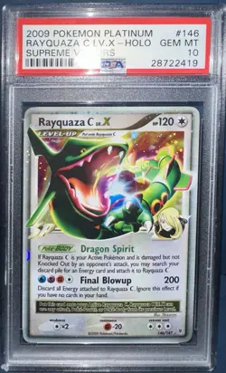 2009 POKEMON PLATINUM SUPREME VICTORS #146 RAYQUAZA C LV.X-HOLO PSA 10 POP 45 - Image 1