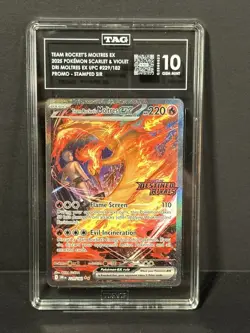 2025 POKEMON DESTINED RIVALS MOLTRES EX UPC STAMPED PROMO #229 TAG 10 GEM MINT - Image 1