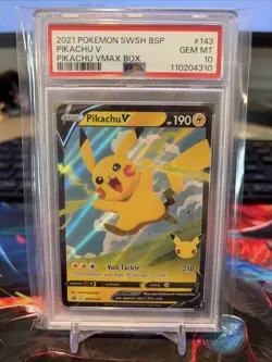 2021 Pokemon Pikachu V Promo SWSH143 Holo PSA 10 Sword & Shield - Image 1