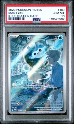 2023 POKEMON PAR EN-PARADOX RIFT ILLUSTRATION RARE #189 MANTYKE PSA 10 - Image 1