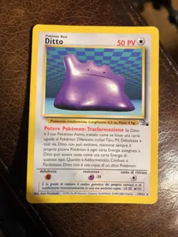 Pokemon TCG RARE Ditto Metamorph 18/62 Fossile 1st Edition Wizards TBE - Image 1
