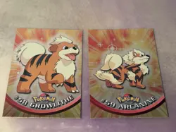 1999 topps pokemon animated series Mint condition Growlithe & Arcanine holo-foil - Image 1