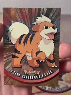1999 topps pokemon animated series Mint condition Growlithe & Arcanine holo-foil - Image 2