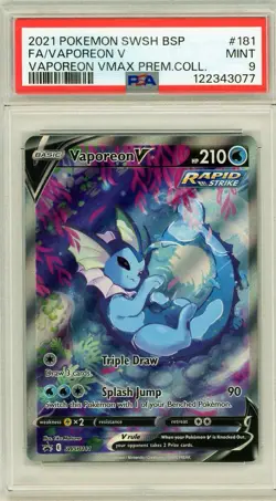 2021 Pokemon SWSH Vaporeon VMAX Premium Collection Vaporeon V #181 PSA 9 Mint - Image 1