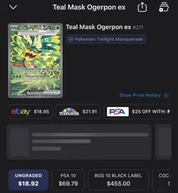 Pokemon Teal Mask Ogerpon ex 211/167 Twilight Masquerade Double Rare Holo - Image 3