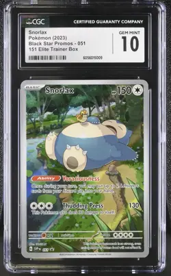 CGC 10 Snorlax 051 SVP Pokemon Card 151 English Black Star Promo 2023 GEM MINT - Image 1