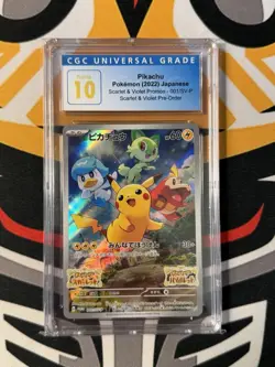 CGC PRISTINE 10 Pikachu Pre-Order Promo Holo 001/SV-P 2022 Japanese Pokemon TCG - Image 1