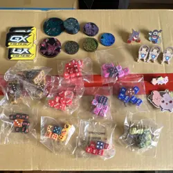 Pokemon TCG Accessories Lot: Pens, Dice, KeyChain, Tokens - Image 1