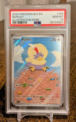 PSA 10 Pokemon TCG Rufflet Illustration Black Bolt 154/086 English Gem Mint! - Image 1