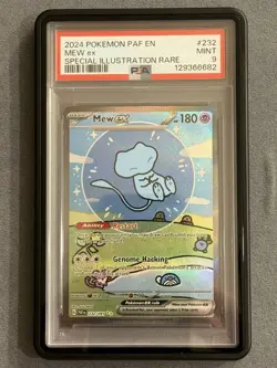 PSA 9 Mew EX 232/091 Paldean Fates Special Illustration Rare Pokemon - Image 1