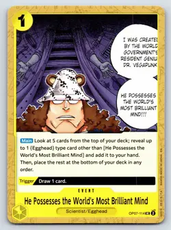 One Piece - OP07-114 - He Possesses the World's Most Brilliant Mind US Seller - Image 1