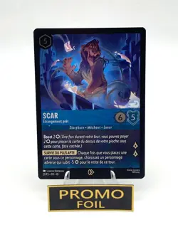 LORCANA carte promo challenge FR10 21/P3 Scar Etrangement pret 🌟Foil🌟neuve. - Image 2